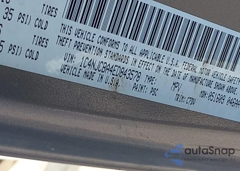 2014 Jeep Compass Sport из США, поврежденный, VIN 1C4NJCBA4ED843578